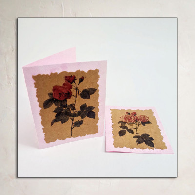 ÖKO - Üdvözlőkártya - vintage rózsaszín titkos kert